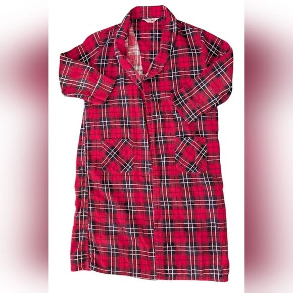 60s vintage red plaid tartan flannel‎ boys robe size 10 holiday - Picture 3 of 5